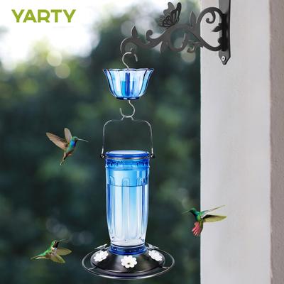 Show full view: Yarty 16-oz Glass Hummingbird Bird Feeder with Ant Moat, 2 count, Blue slide 8 of 9