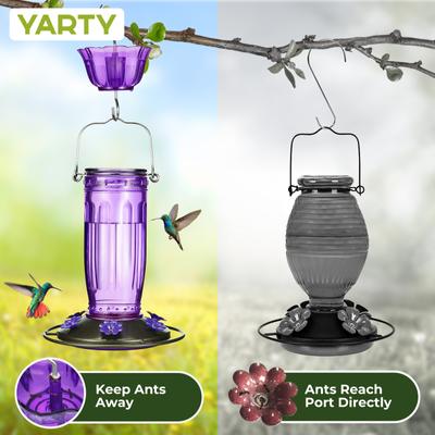 Show full view: Yarty 16-oz Glass Hummingbird Feeder with Ant Moat, Purple slide 6 of 10