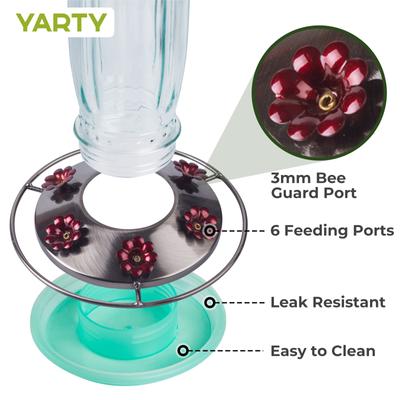 Show full view: Yarty 16-oz Glass Hummingbird Feeder with Ant Moat, Green slide 4 of 10
