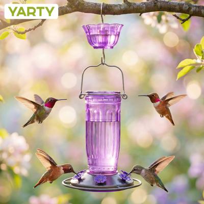 Show full view: Yarty 16-oz Glass Hummingbird Feeder with Ant Moat, Purple slide 7 of 10
