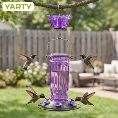 Show full view: Yarty 16-oz Glass Hummingbird Feeder with Ant Moat, Purple slide 8 of 10