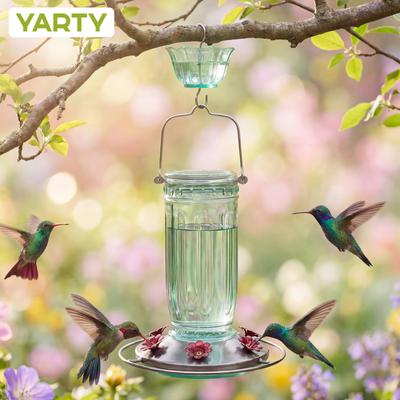 Show full view: Yarty 16-oz Glass Hummingbird Feeder with Ant Moat, Green slide 9 of 10