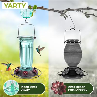 Show full view: Yarty 16-oz Glass Hummingbird Feeder with Ant Moat, Green slide 6 of 10