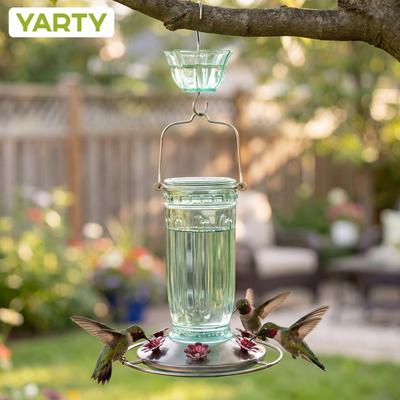 Show full view: Yarty 16-oz Glass Hummingbird Feeder with Ant Moat, Green slide 8 of 10