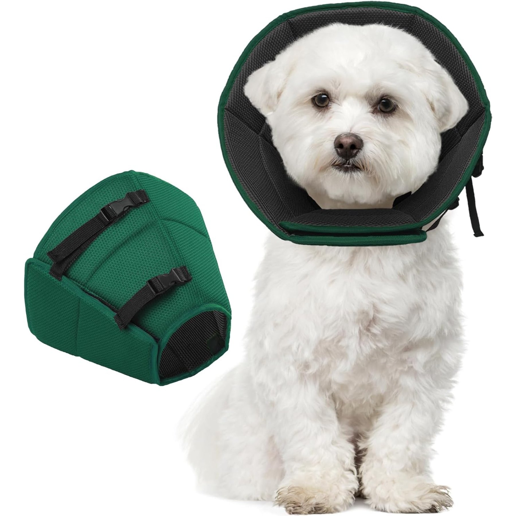 Kuoser Cone Recovery Elizabethan Collar/E-Collar for Dogs, Green, Small