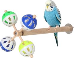 Halinfer Spinning Mount Bird Stand Perch Toy with Rotating Balls, 9 x 5 x 5-in