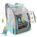 Halinfer Portable Front Zipper Opening Travel Cage Bird Carrier Backpack with Standing Perches & Metal Tray, 15 x 11 x 16-in, Green