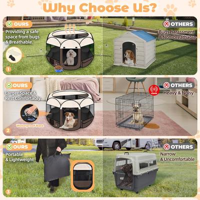 Show full view: HOMAGICO Dog Playpen, Brown, 36-in slide 7 of 9