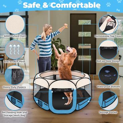 Show full view: HOMAGICO Dog Playpen, Blue, 45-in slide 4 of 8