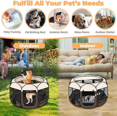 Show full view: HOMAGICO Dog Playpen, Brown, 36-in slide 6 of 9