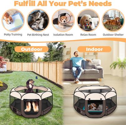 Show full view: HOMAGICO Dog Playpen, Brown, 45-in slide 5 of 8