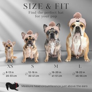 Fabulous Fido Beanie with Ear Holes & Adjustable Chin Strap Dog Knit Hat, Beige, Medium