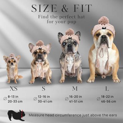 Show full view: Fabulous Fido Beanie with Ear Holes & Adjustable Chin Strap Dog Knit Hat, Beige, Medium slide 5 of 10