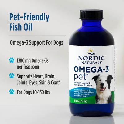 Show full view: Nordic Naturals Omega-3 Pet Liquid Supplement for Medium & Large Dogs, 8-fl oz bottle slide 7 of 8