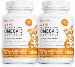 Chew + Heal Mini Wild-Caught Omega-3 Softgels Skin & Coat Supplement for Puppies, 360 count