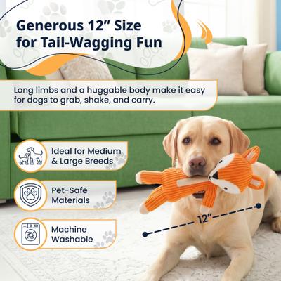 Show full view: Pacific Pups Products Woodland Animals Fox Squeaky Plush Dog Toy slide 4 of 7