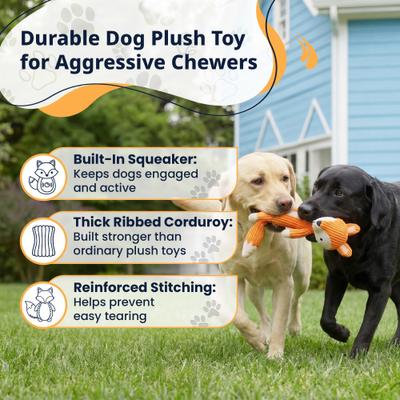 Show full view: Pacific Pups Products Woodland Animals Fox Squeaky Plush Dog Toy slide 3 of 7