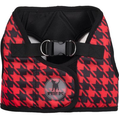 The Worthy Dog The Worthy Dog Houndstooth Printed Sidekick Reflective Step In Dog Harness, Red/Black, XX-Large: 27 to 31-in chest