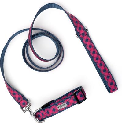 Show full view: The Worthy Dog Bias Buffalo Plaid Adjustable Dog Collar, Navy/Pink, X-Large slide 4 of 4