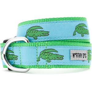 The Worthy Dog Alligators Adjustable Dog Collar, Blue, Small