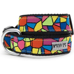 The Worthy Dog Stained Glass Nylon Dog Collar, Multicolor, X-Large: 17 to 23-in neck, 1-in wide