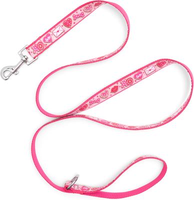 Show full view: The Worthy Dog Love & Kisses Nylon Dog Lead, Pink, Large: 5-ft long, 1-in wide slide 3 of 3