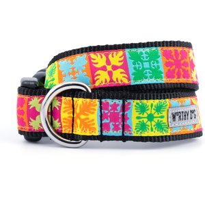 The Worthy Dog Hawaiian Patchwork Nylon Dog Collar, Multicolor, Medium: 11 to 17-in neck, 1-in wide