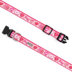 The Worthy Dog Love & Kisses Nylon Dog Collar, Pink, Large: 14 to 20-in neck, 1-in wide slide 2 of 4