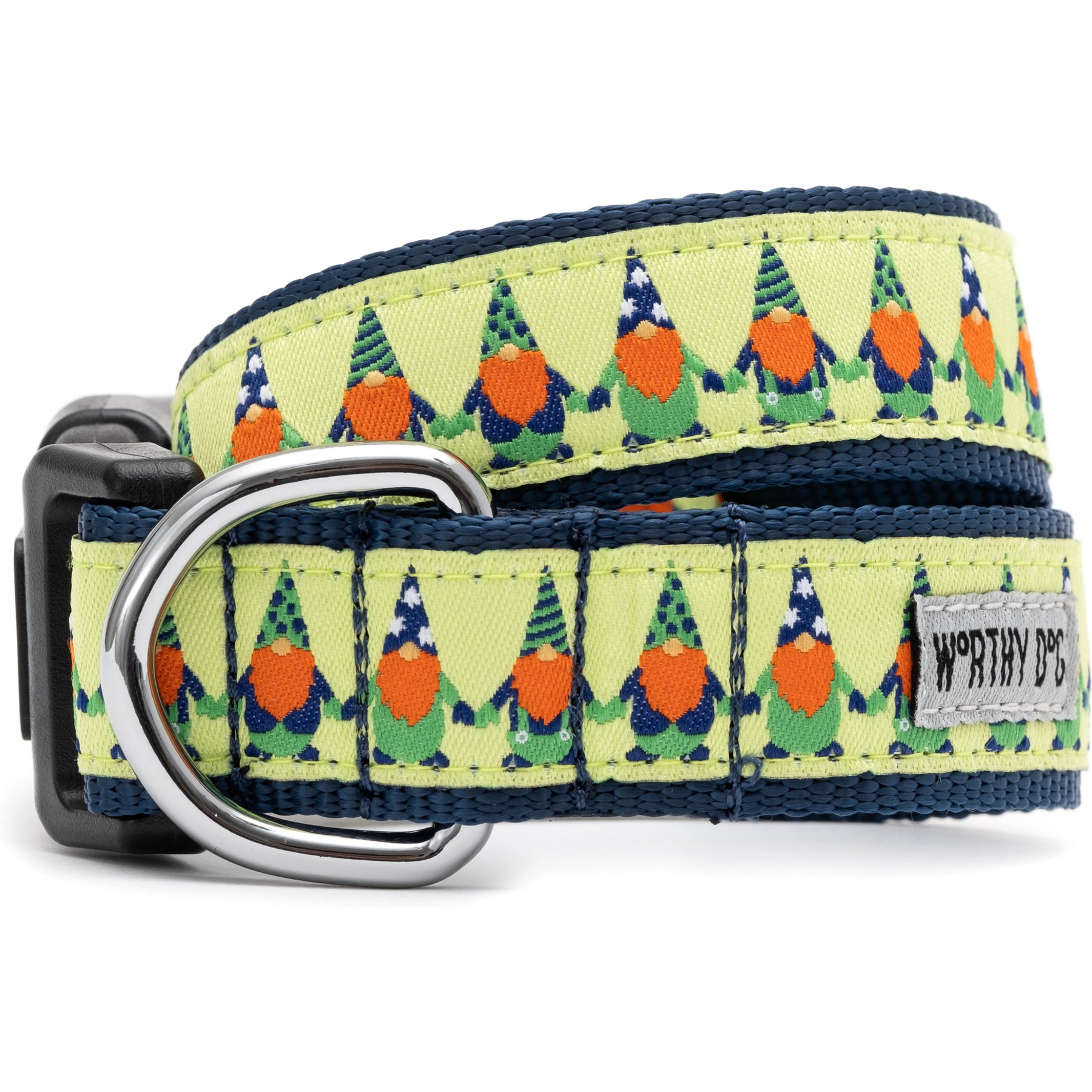The Worthy Dog Luck 'O the Irish Gnome Nylon Dog Collar, Green, X-Large: 17 to 23-in neck, 1-in wide