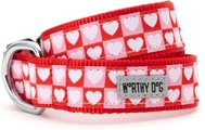 The Worthy Dog Colorblock Hearts Adjustable Dog Collar, Red/Pink, X-Small