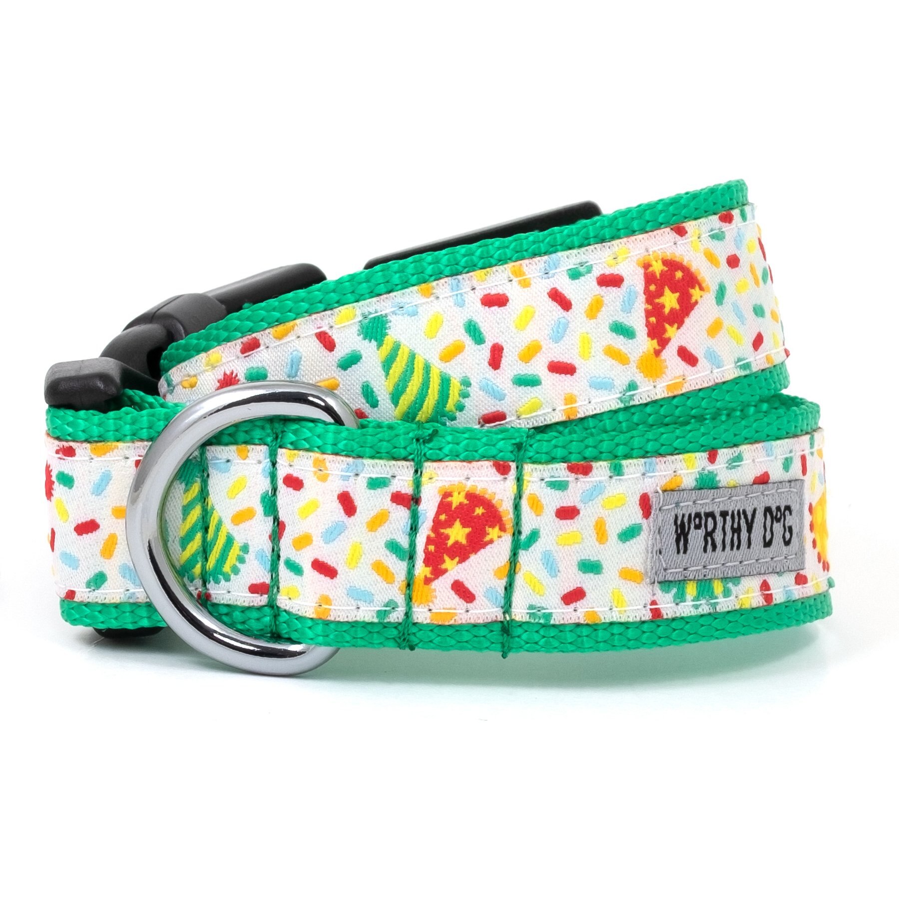 The Worthy Dog Celebrate! Adjustable Dog Collar, White, X-Large