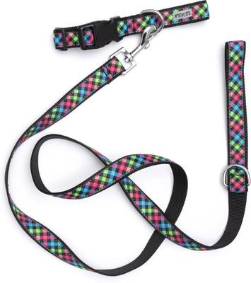 Show full view: The Worthy Dog Carnival Check Adjustable Dog Collar, Multi-Color, X-Large slide 3 of 3