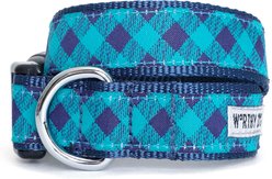 The Worthy Dog Bias Buffalo Plaid Adjustable Dog Collar, Navy/Green, Large