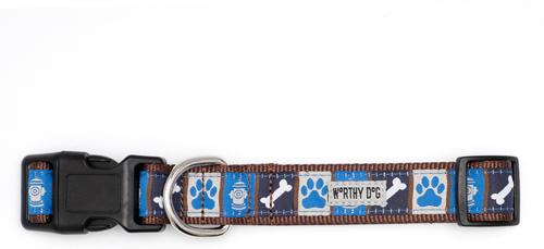 Show full view: The Worthy Dog A Dog's Life Adjustable Dog Collar, Blue, X-Large slide 2 of 3