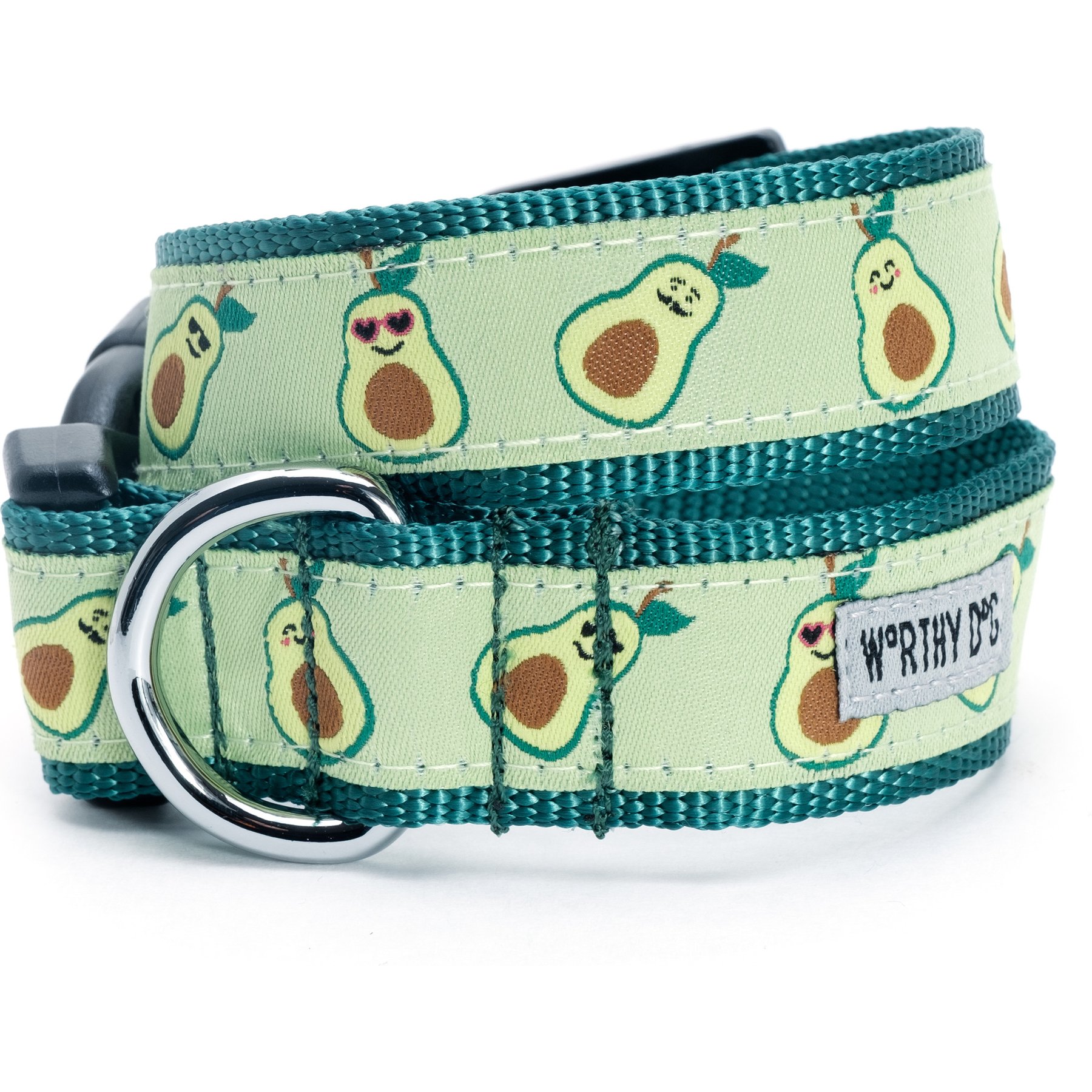 The Worthy Dog Avocados Adjustable Dog Collar, Green, Small