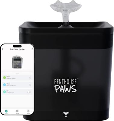 Show full view: Penthouse Paws Smart Water Fountain Whisper-Quiet for Dog & Cat, Black, 74-oz slide 3 of 11