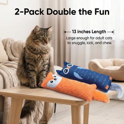 Show full view: Fashion's Talk 2-Pack Fox & Owl Plush Kicker Cat Toys with Catnip slide 6 of 7