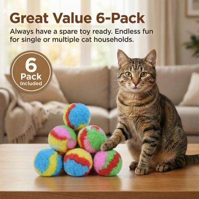 Show full view: Fashion's Talk Fuzzy Pom Poms Cat Toys, 6 count slide 7 of 7