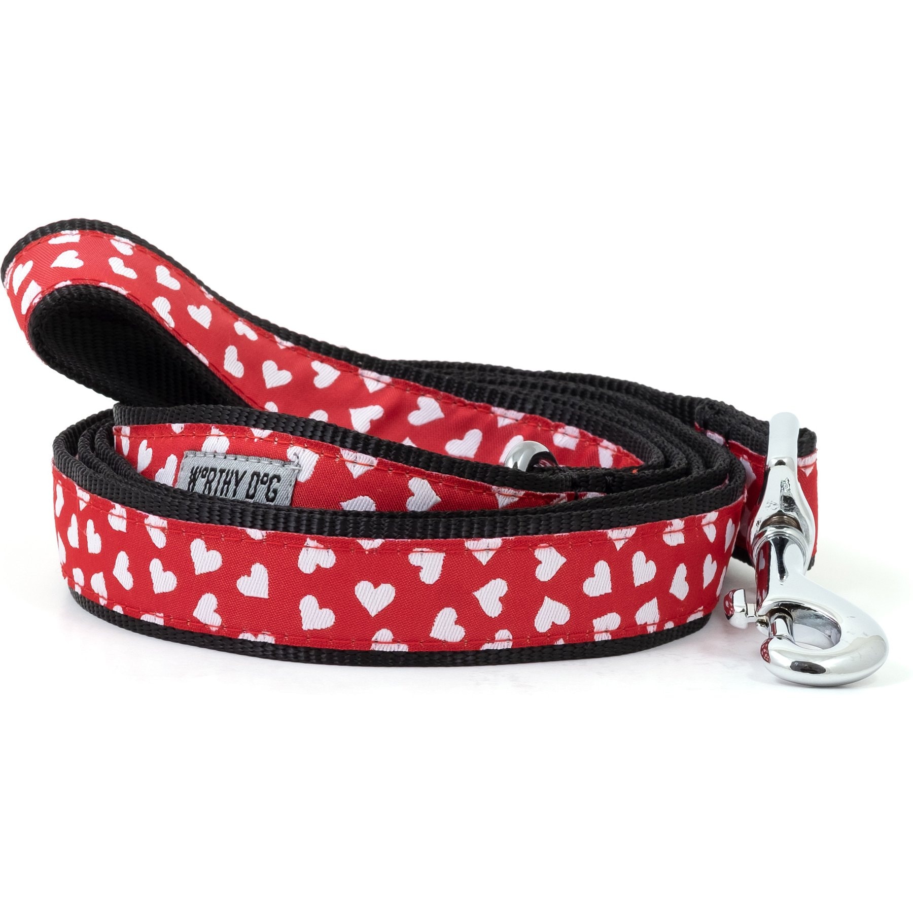 The Worthy Dog Be Mine Nylon Dog Lead, Red, Small: 5-ft long, 5/8-in wide