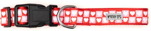 Show full view: The Worthy Dog Colorblock Hearts Adjustable Dog Collar, Red/Pink, X-Large slide 3 of 4