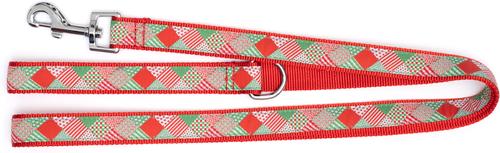 Show full view: The Worthy Dog Americana Holiday Nylon Dog Lead, Red/Green, Large: 5-ft long, 1-in wide slide 2 of 3