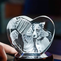 Beyond Memories 3D Photo Engraving Crystal Keepsake Heart Picture Frame, Clear, Small slide 2 of 2