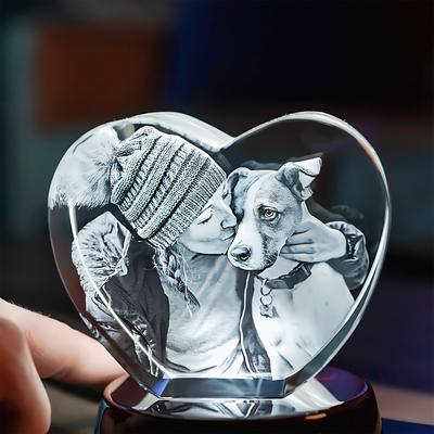 Show full view: Beyond Memories 3D Photo Engraving Crystal Keepsake Heart Picture Frame, Clear, Small slide 2 of 3