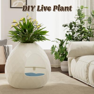 Show full view: KAMABOKO Weatherproof Durable Resin with Shape of Egg Polypropylene Outdoor Cat House, White slide 5 of 6