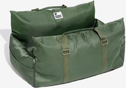 FunnyFuzzy First Class Waterproof Dog Car Seat Bed, Olive Green, Double