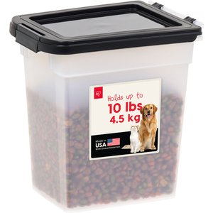 IRIS WeatherPro Airtight Dog, Cat & Bird Food Storage Container, Clear/Black, Medium