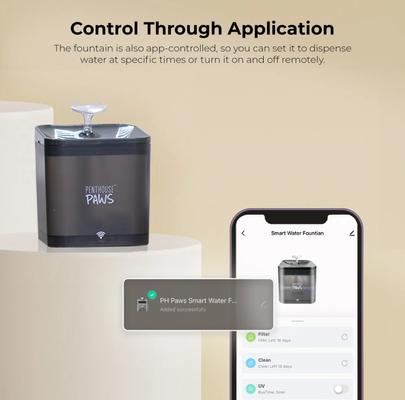 Show full view: Penthouse Paws Smart Water Fountain Whisper-Quiet for Dog & Cat, Black, 74-oz slide 5 of 11