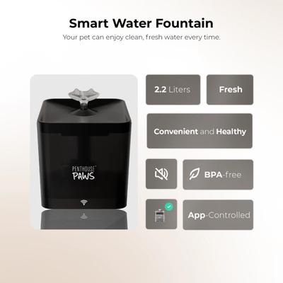 Show full view: Penthouse Paws Smart Water Fountain Whisper-Quiet for Dog & Cat, Black, 74-oz slide 8 of 11
