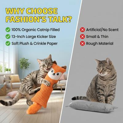 Show full view: Fashion's Talk 2-Pack Fox & Owl Plush Kicker Cat Toys with Catnip slide 5 of 7