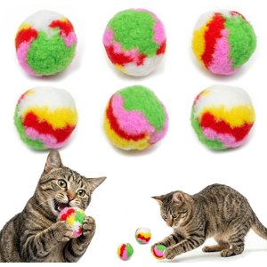 Fashion's Talk Fuzzy Pom Poms Cat Toys, 6 count